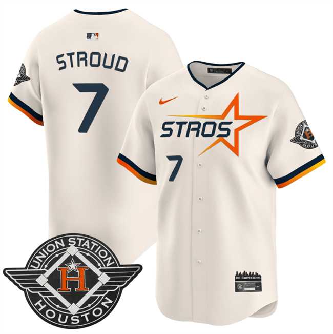 Men%27s Houston Astros #7 C.J. Stroud Cream 2025 City Connect Limited Stitched Jersey Dzhi